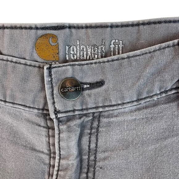 Carhartt Gray Relaxed Fit Distressed Stained Jeans Size 34 - Picture 4 of 11